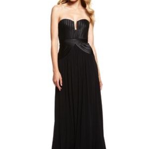 BCBGMaxAzria Tasha Long Strapless black evening gown dress